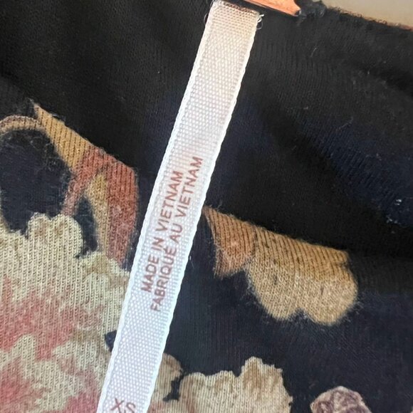 Free People Boho Midnight Garden Black Blush Floral Maxi Dress XS - Picture 10 of 11